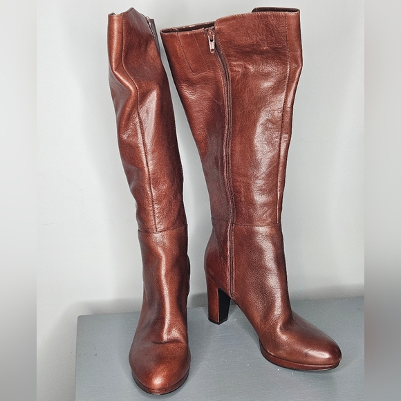 Bandolino Shoes - Bandolino Brown Leather Knee-High Boots 8.5 3" Heel